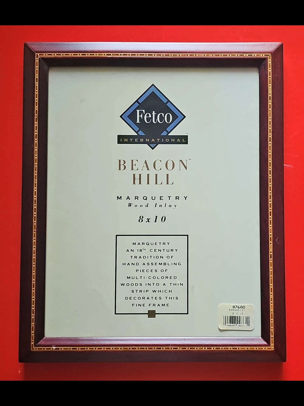 Beacon Marquetry Wood Inlay Picture Frame - Brown with Gold Accent 8x10